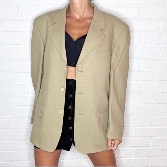 Orvieto tan 100% wool oversized blazer 42 - Picture 2 of 12